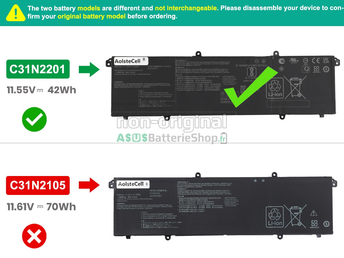 Batterie pour PC portable Asus VivoBook F1605ZA-MB198W