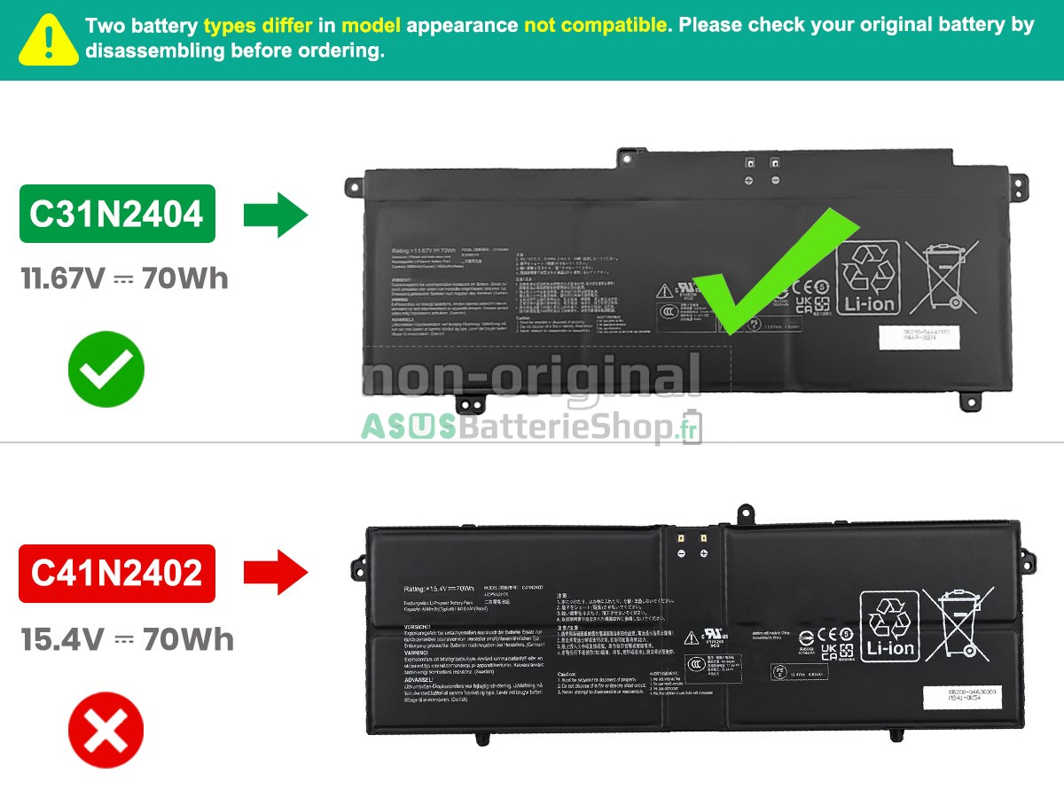 Batterie pour PC portable Asus VivoBook S16 S3607CA-MG5R045W