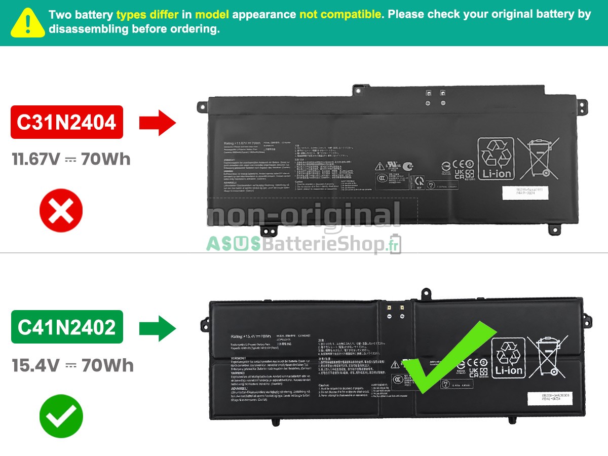 Batterie pour PC portable Asus VivoBook S16 S3607CA-MG5R045W